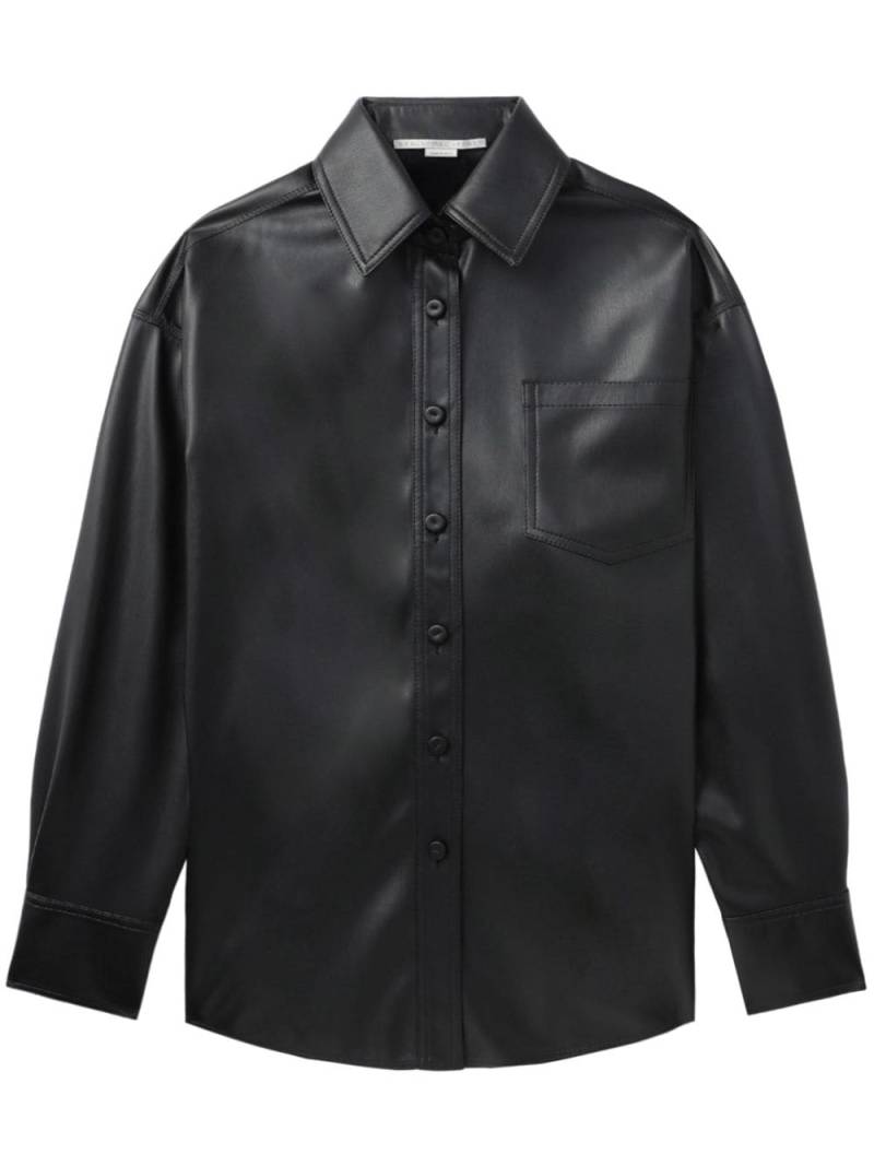 Stella McCartney chest-pocket faux-leather shirt - Black von Stella McCartney