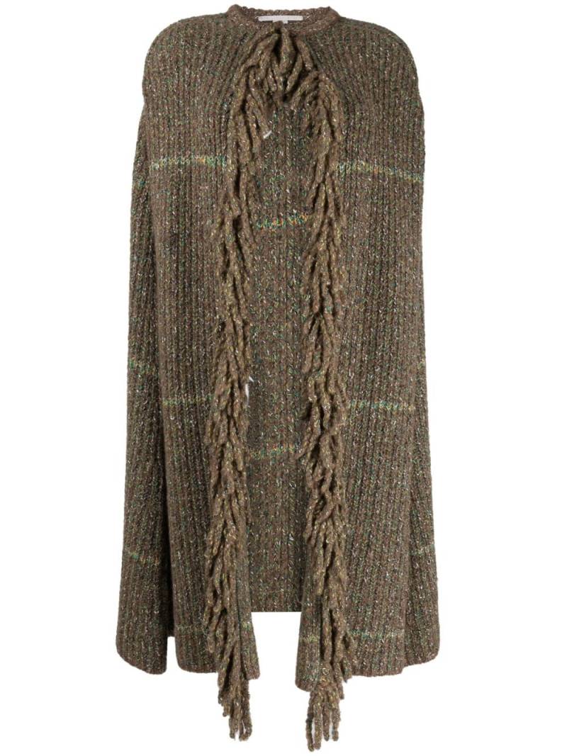 Stella McCartney chunky-knit tweed cape coat - Brown von Stella McCartney