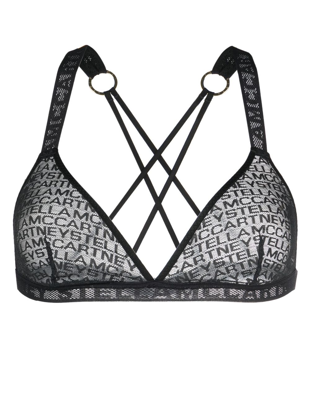 Stella McCartney cross-over logo-print bra - Black von Stella McCartney