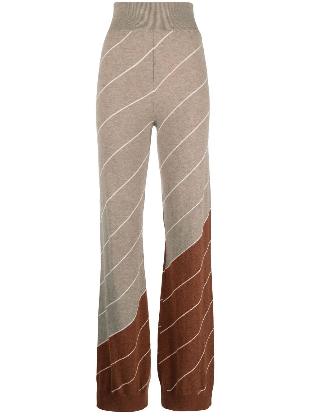 Stella McCartney diagonal-stripe wool flared trousers - Neutrals von Stella McCartney