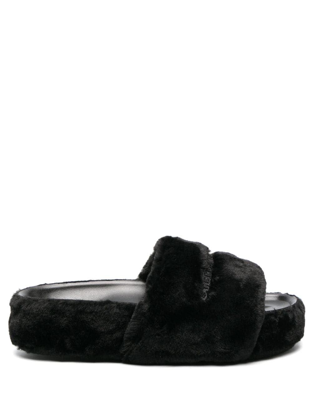Stella McCartney faux-fur moulded-footbed slippers - Black von Stella McCartney