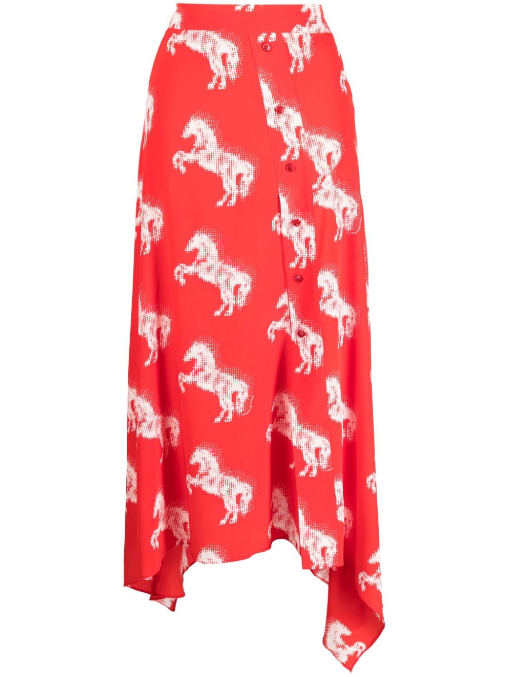 Stella McCartney graphic-print silk midi skirt - Red von Stella McCartney