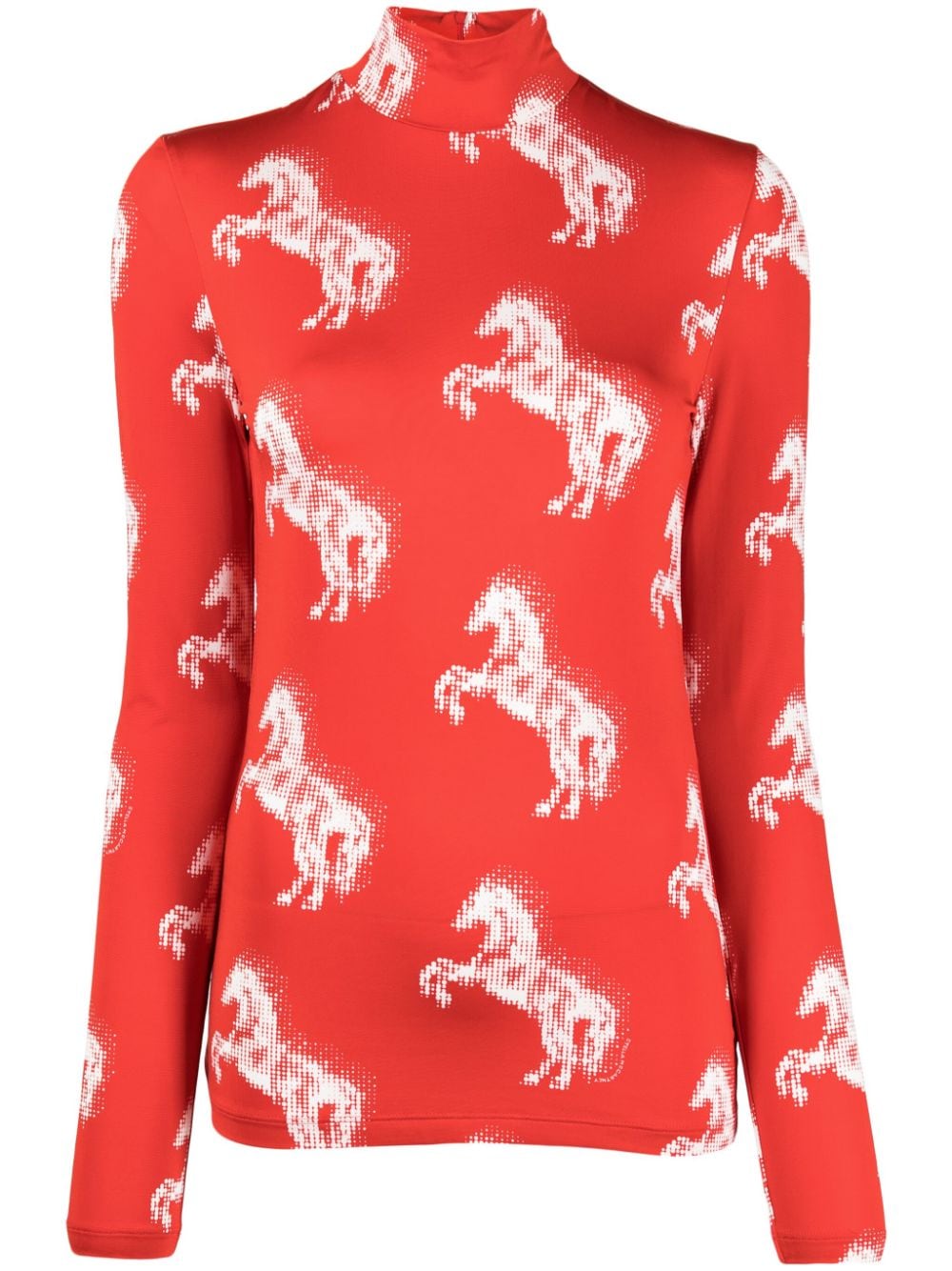 Stella McCartney horse-print high-neck top - Red von Stella McCartney