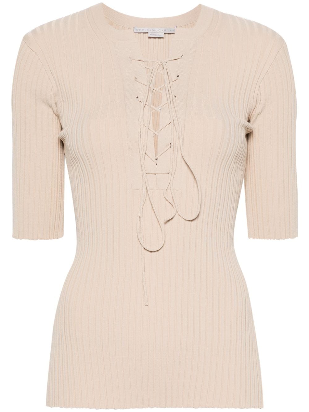 Stella McCartney lace-up ribbed top - Neutrals von Stella McCartney