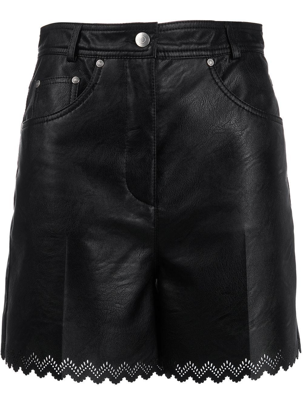 Stella McCartney leather-effect scalloped shorts - Black von Stella McCartney