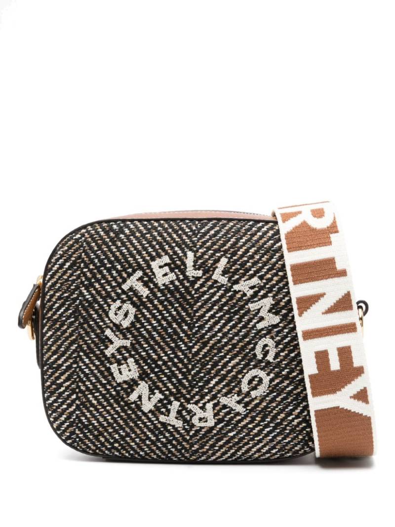 Stella McCartney logo-embroidered herringbone crossbody bag - Brown von Stella McCartney