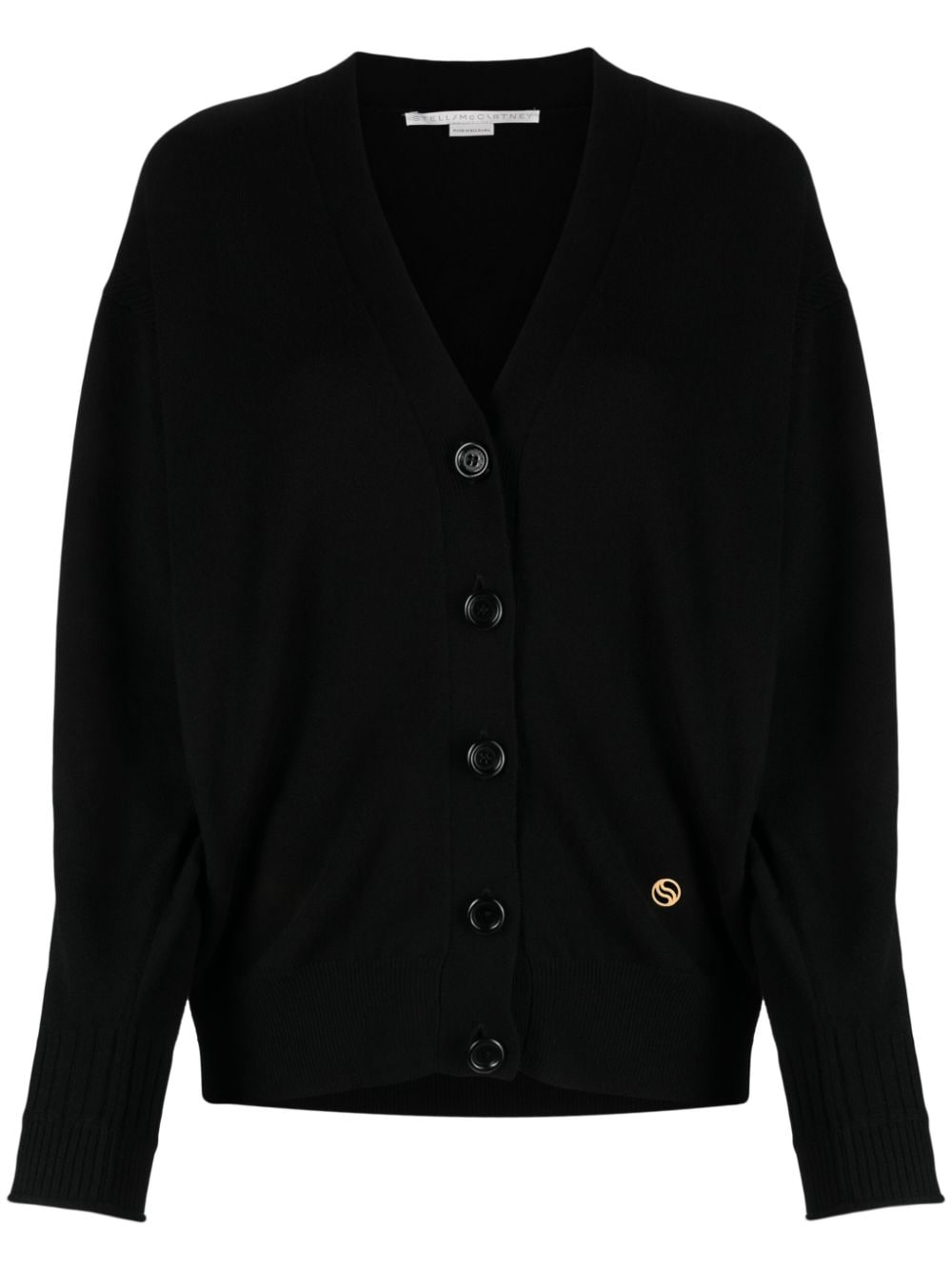 Stella McCartney logo-embroidered virgin wool cardigan - Black von Stella McCartney