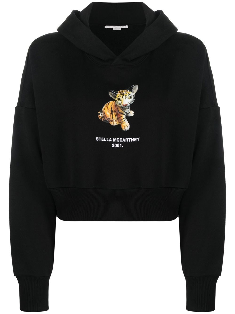 Stella McCartney tiger-print cropped hoodie - Black von Stella McCartney