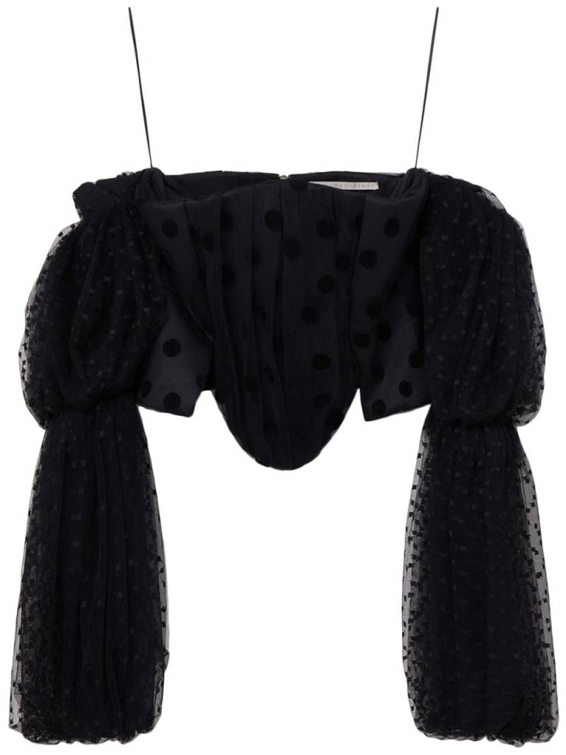 Stella McCartney polka-dot off-shoulder bustier top - Black von Stella McCartney