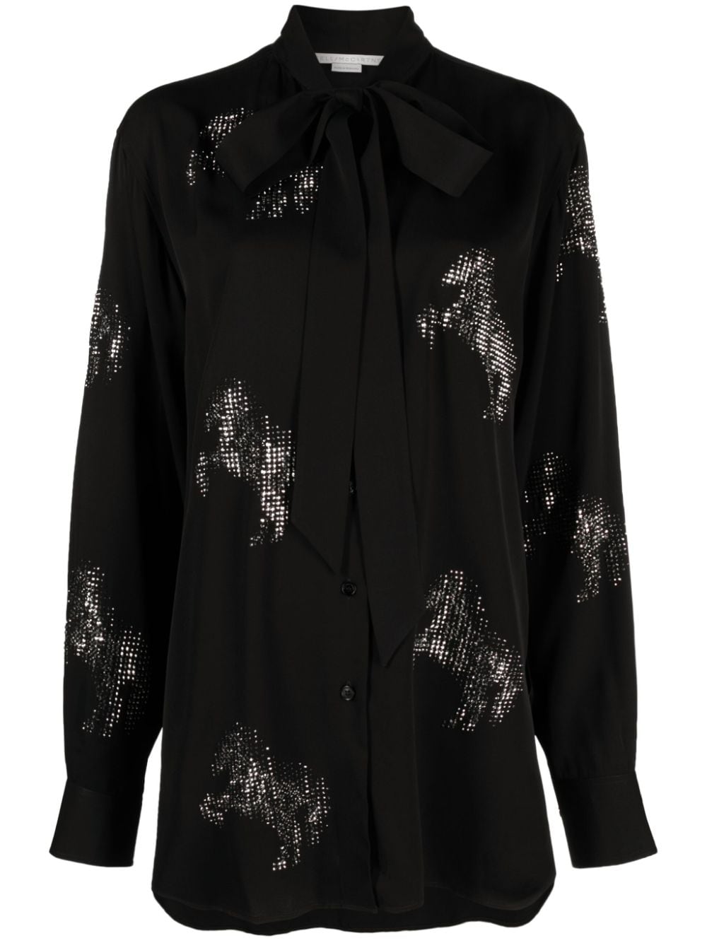 Stella McCartney pussy-bow collar studded shirt - Black von Stella McCartney