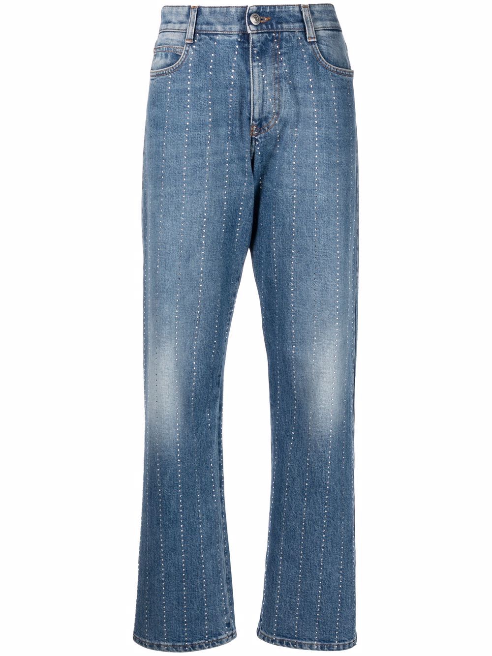 Stella McCartney rhinestone-embellished straight-leg jeans - Blue von Stella McCartney