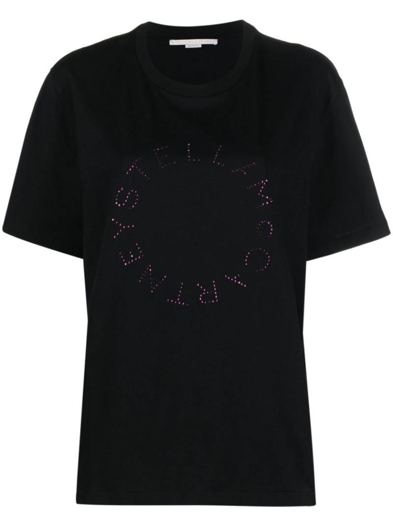 Stella McCartney rhinestone-logo short-sleeved T-shirt - Black von Stella McCartney