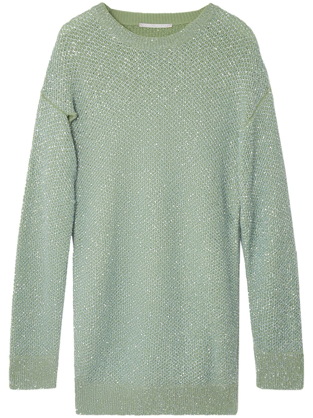 Stella McCartney sequin-embellished cape jumper minidress - Green von Stella McCartney