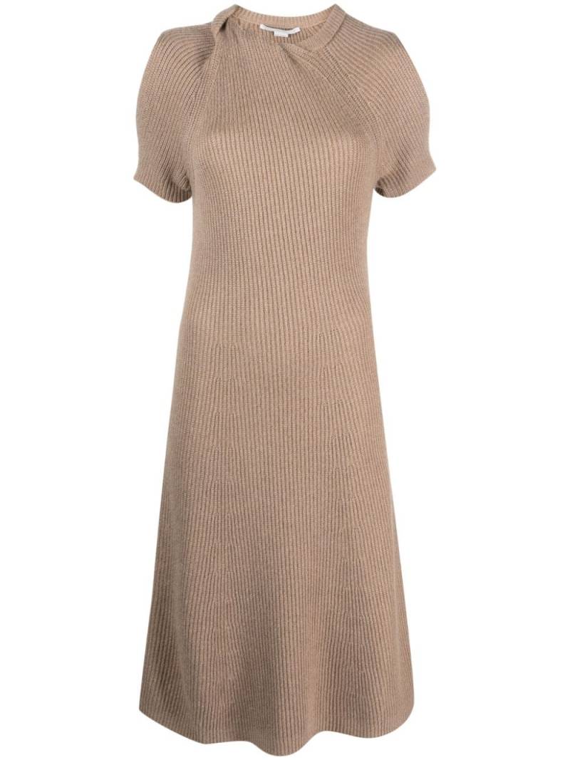 Stella McCartney short-sleeve ribbed-knit midi dress - Brown von Stella McCartney