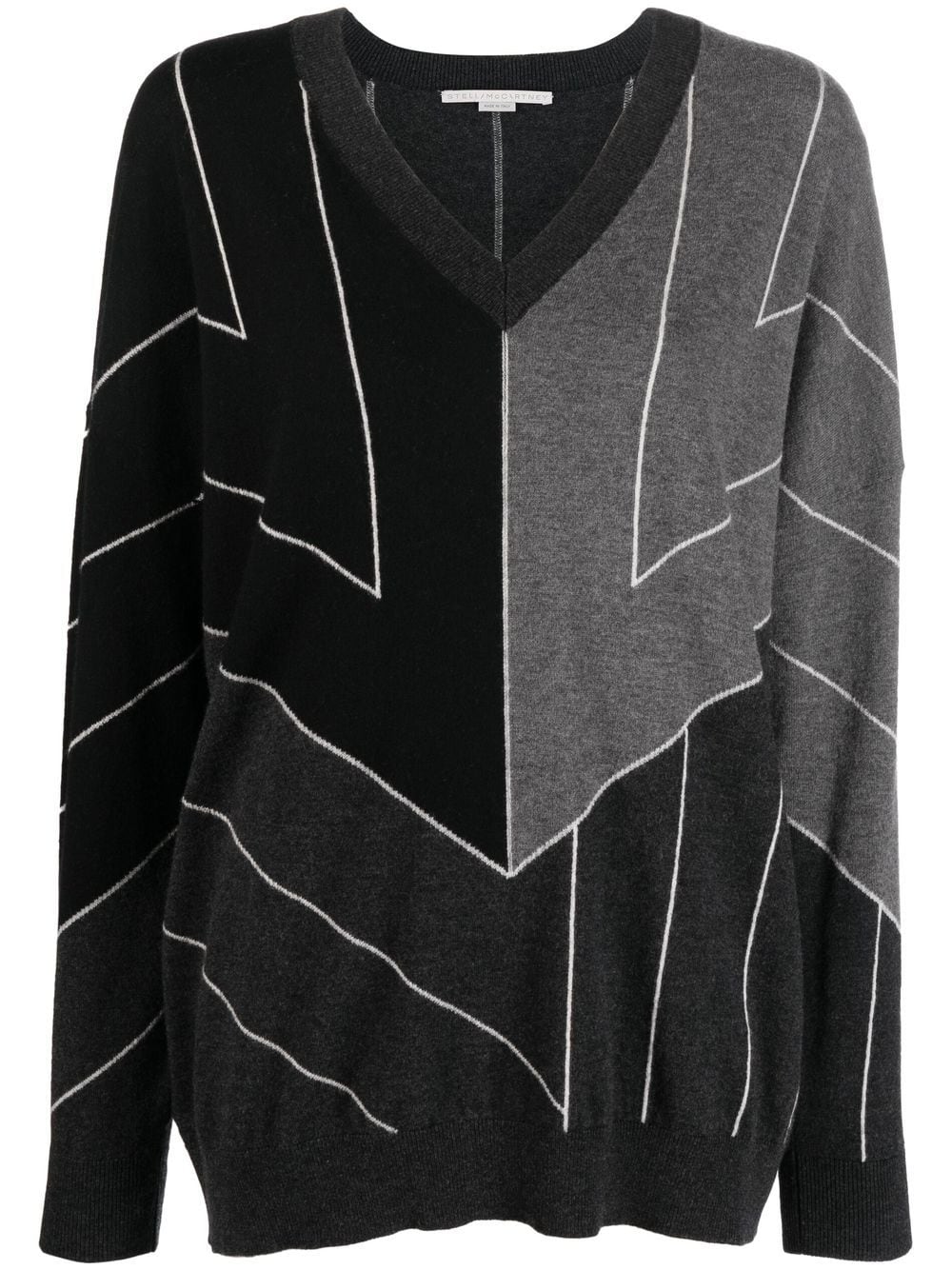 Stella McCartney stripe-print V-neck jumper - Grey von Stella McCartney