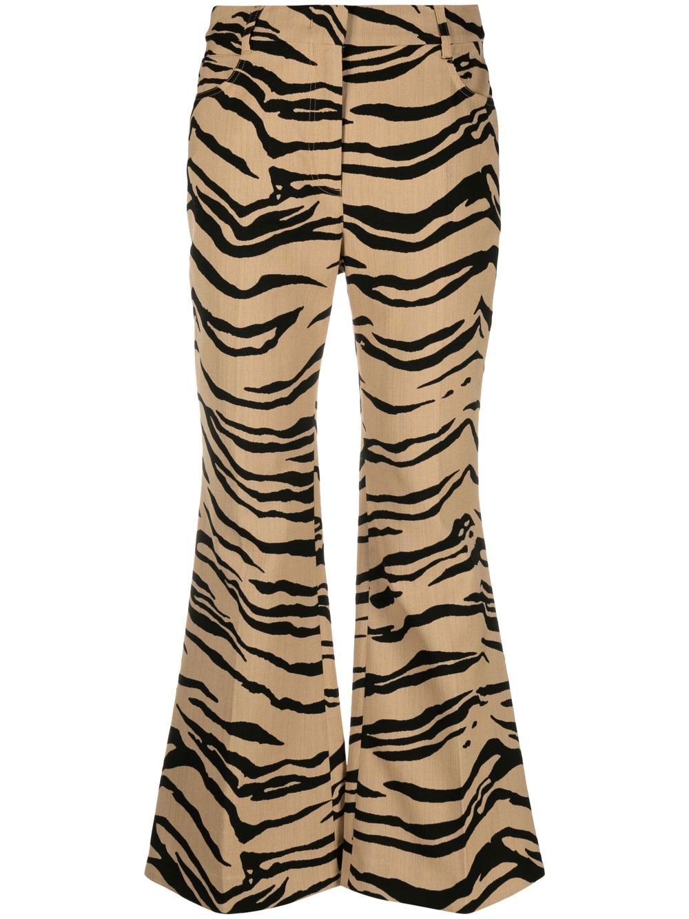 Stella McCartney tiger-jacquard cropped flared trousers - Brown von Stella McCartney