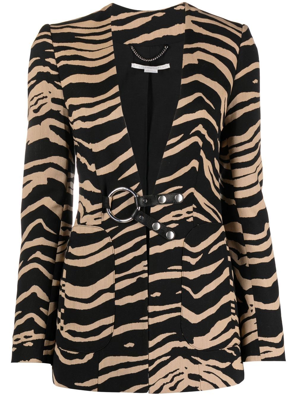 Stella McCartney tiger-print jacquard belted jacket - Neutrals von Stella McCartney