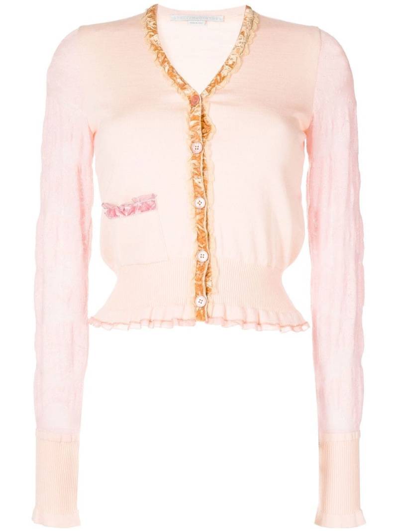 Stella McCartney velvet-trim wool cardigan - Pink von Stella McCartney