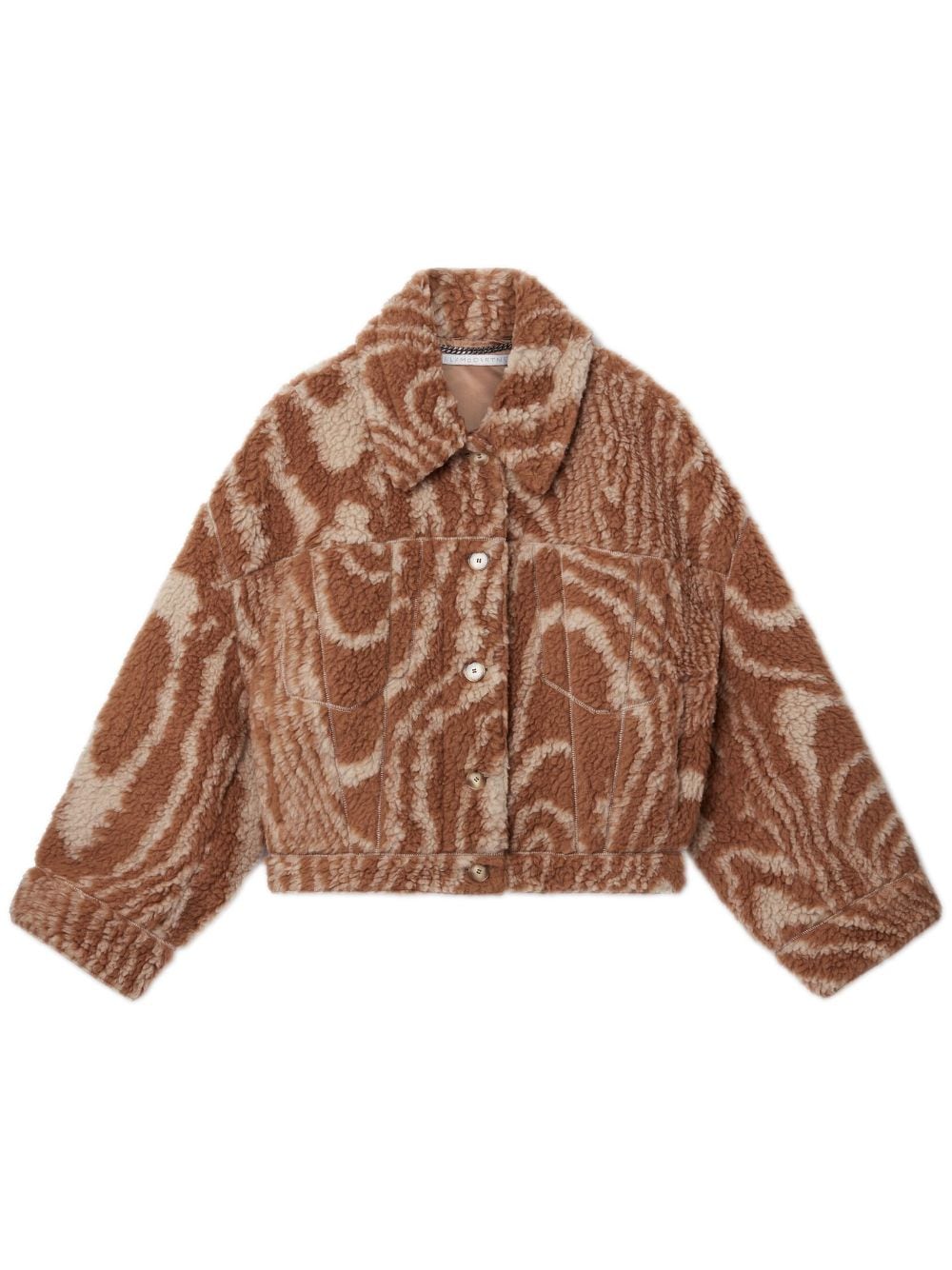 Stella McCartney woodgrain-print shearling jacket - Brown von Stella McCartney