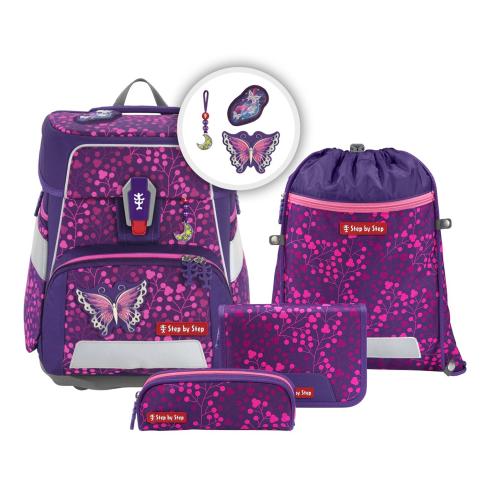 Step by Step SPACE SHINE Schulranzen-Set Butterfly Night Ina, 5-teilig von Step by Step