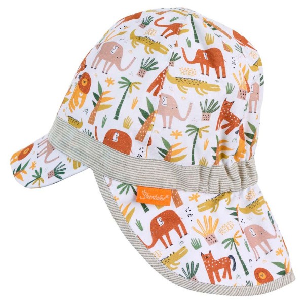 Sterntaler - Kid's Schirmmütze Nackenschutz Tiere - Cap Gr 43 cm weiß von Sterntaler