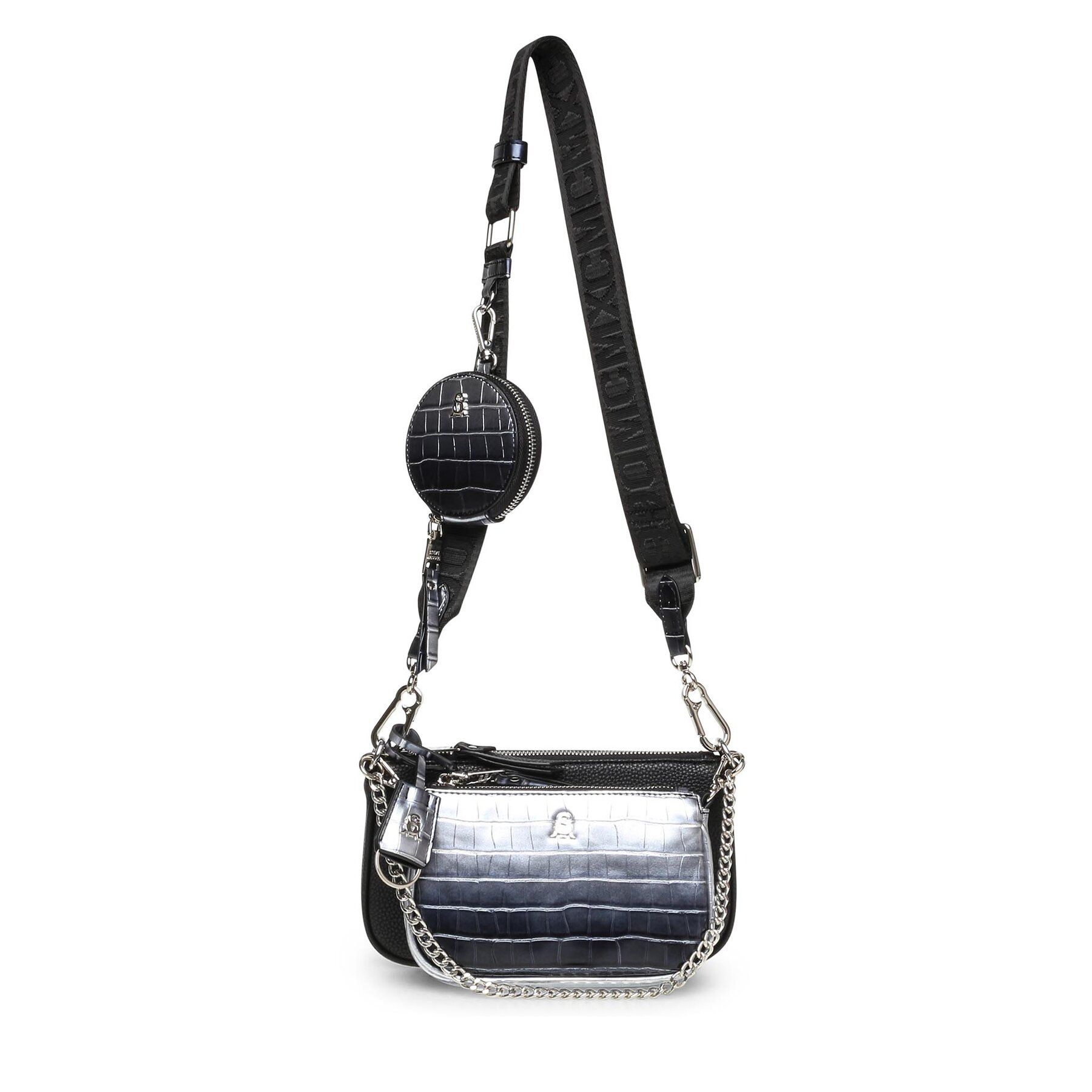 Handtasche Steve Madden Bamanza Crossbody SM13001385-02002-BSL Blk/Sil von Steve Madden