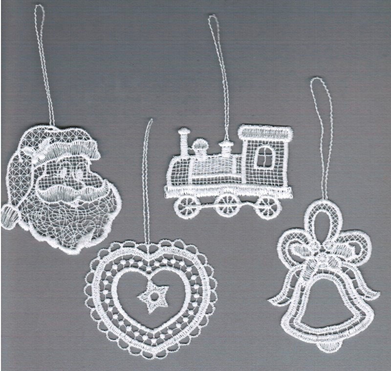 Stickereien Plauen Baumbehang »Weihnachtsmotive«, (Set 8 Stück gemischt (je Motiv 2 Stück), Baumbehang "Weihnachtsmotive" von Stickereien Plauen
