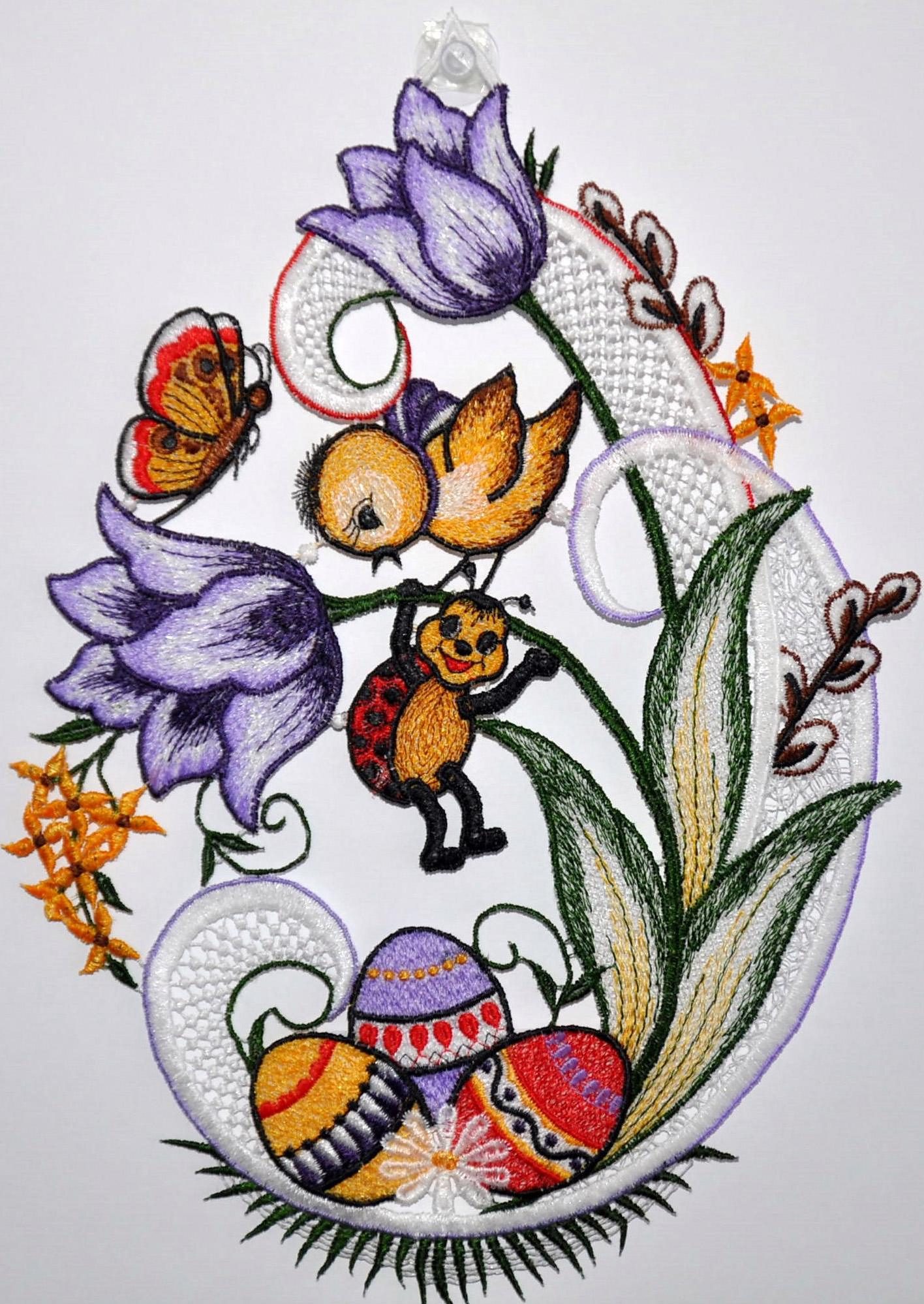 Stickereien Plauen Fensterbild »Fensterbild Ostern«, Echte Plauener Spitze Stickereien Plauen Fensterbild »Fensterbild Ostern«, Echte Plauener Spitze von Stickereien Plauen
