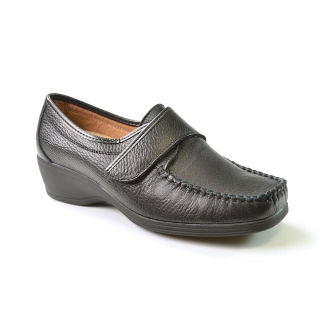 Stile Di Vita Mocassin En Cuir Graine Avec Velcro, Talon Compense-40 40 von Stile Di Vita