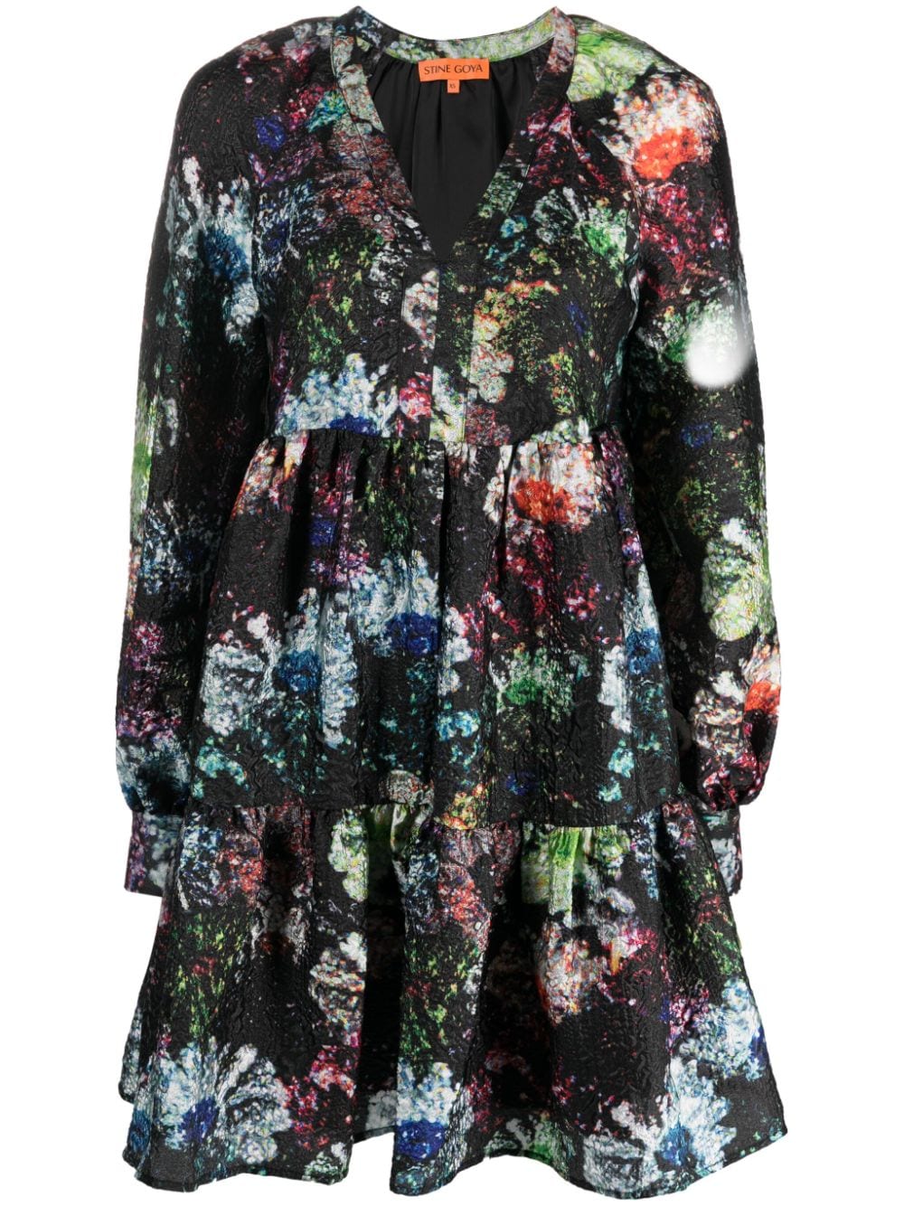 Stine Goya Jasmine Glitter Bloom-print minidress - Black von Stine Goya