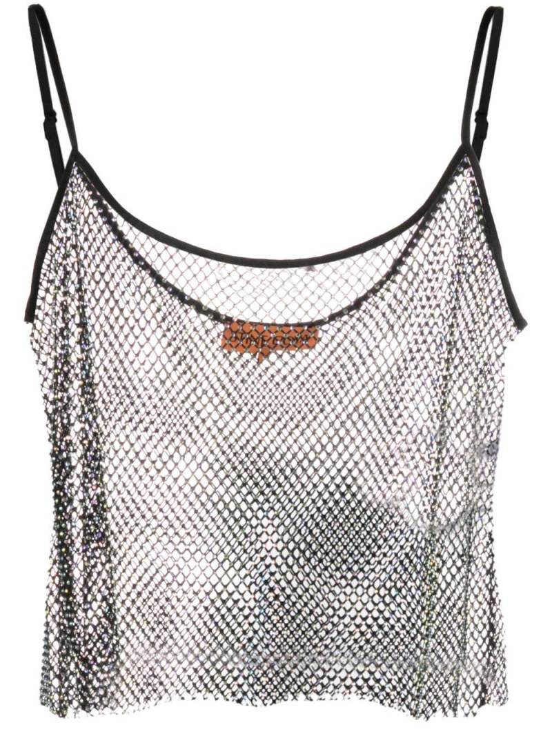 Stine Goya Taila crystal-embellished mesh vest - Black von Stine Goya