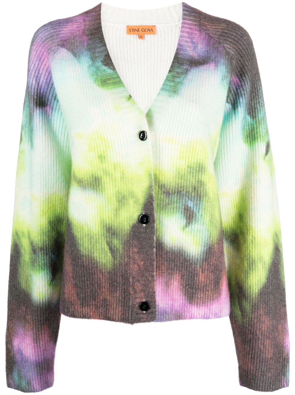 Stine Goya tie-dye print V-neck cardigan - Green von Stine Goya