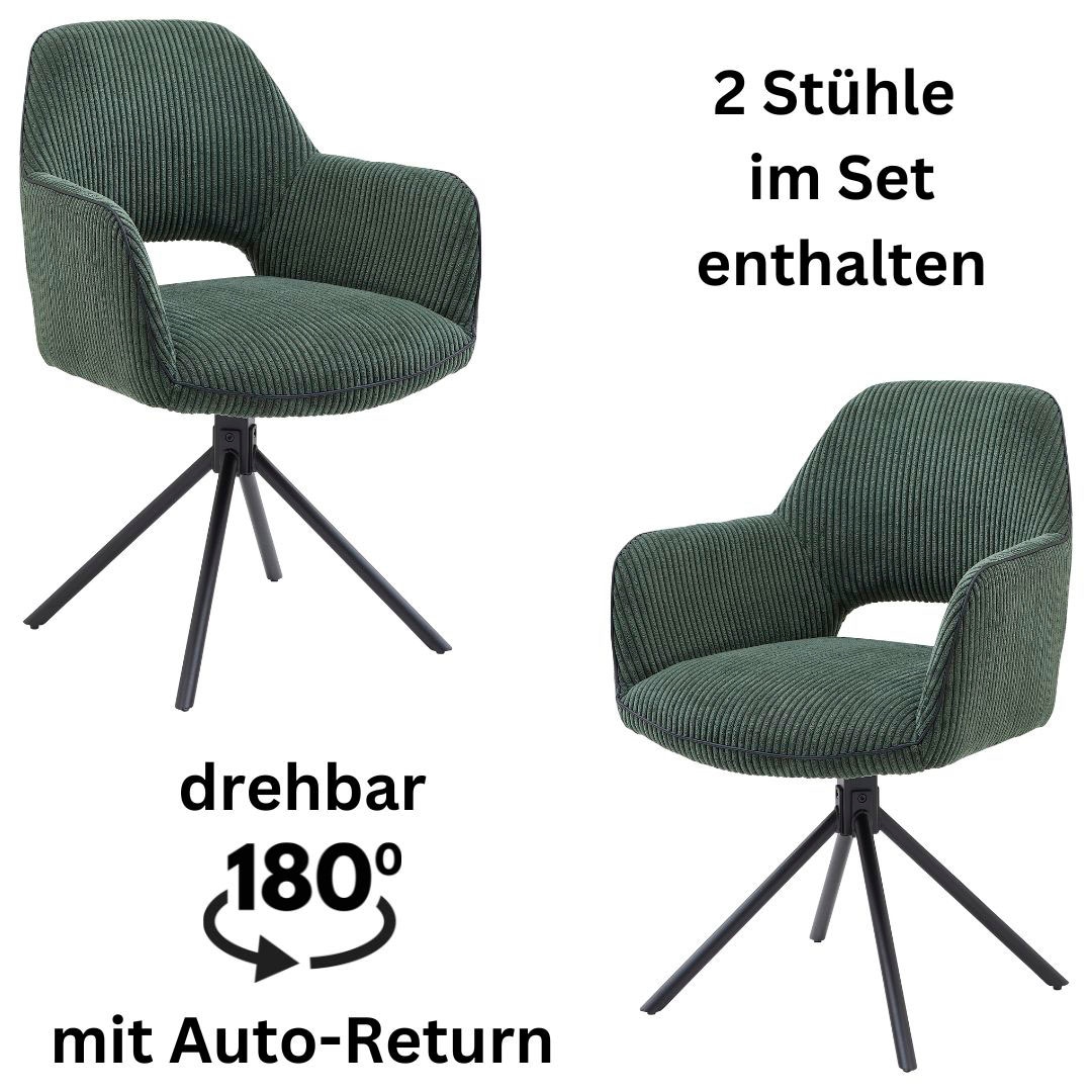 Stolkom Armlehnstuhl »Adrina«, (Set), 2 St., Cord, 180 grad drehbar mit Auto-Return von Stolkom