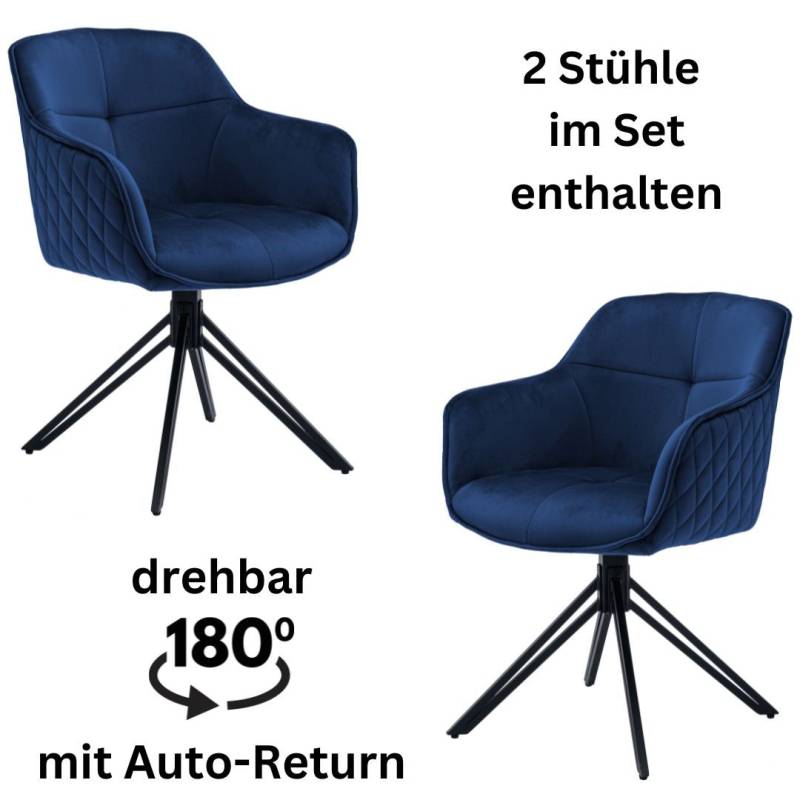 Stolkom Armlehnstuhl »Emma«, (Set), 2 St., Samt, 180 grad drehbar mit Auto-Return von Stolkom