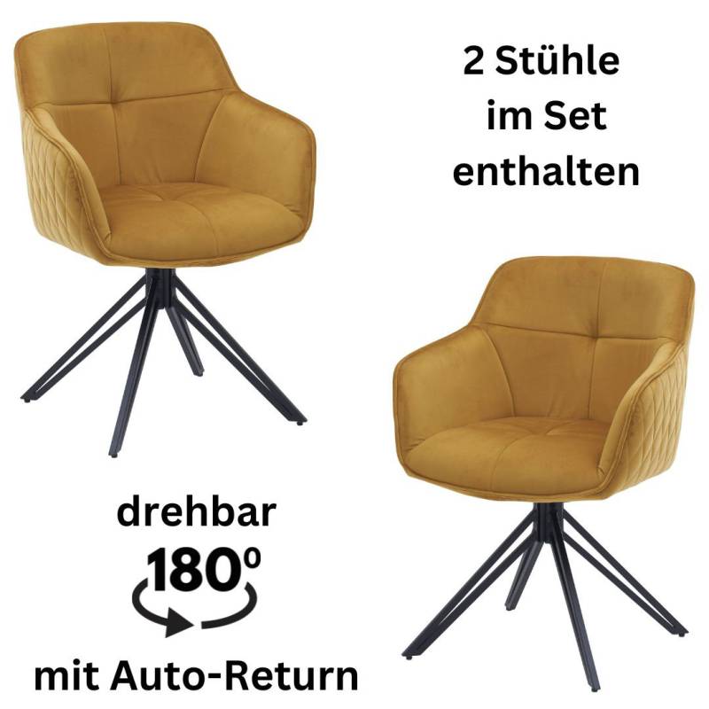 Stolkom Armlehnstuhl »Emma«, (Set), 2 St., Samt, 180 grad drehbar mit Auto-Return von Stolkom