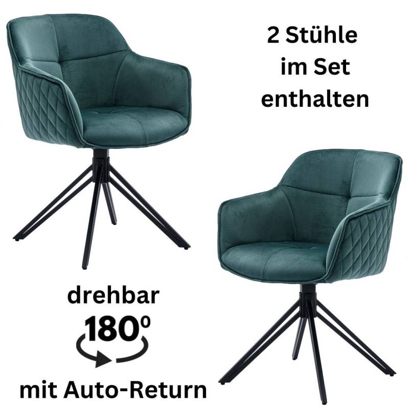 Stolkom Armlehnstuhl »Emma«, (Set), 2 St., Samt, 180 grad drehbar mit Auto-Return von Stolkom