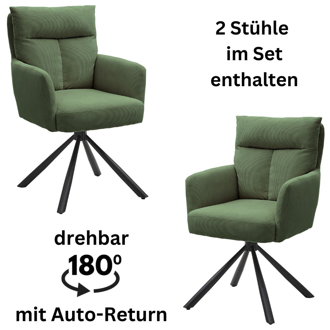Stolkom Armlehnstuhl »Sofia«, (Set), 2 St., Cord, 180 grad drehbar mit Auto-Return, Federkern im Sitz von Stolkom