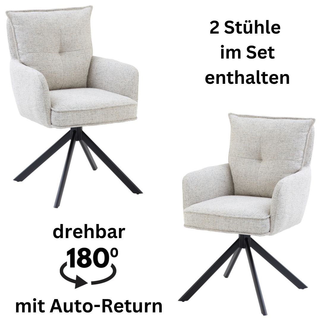 Stolkom Armlehnstuhl »Sofia young«, (Set), 2 St., Struktur, 180 grad drehbar mit Auto-Return, Federkern im Sitz von Stolkom