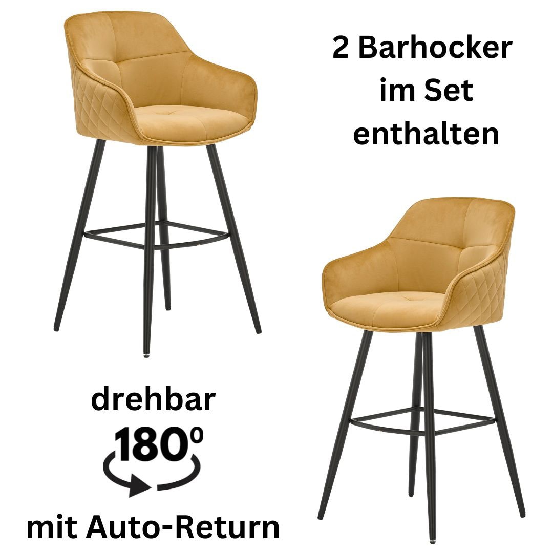 Stolkom Barhocker »Emma«, (Set, 2 St.), Komfortsitzhöhe 73 cm, 180°drehbar Auto Return funktion von Stolkom