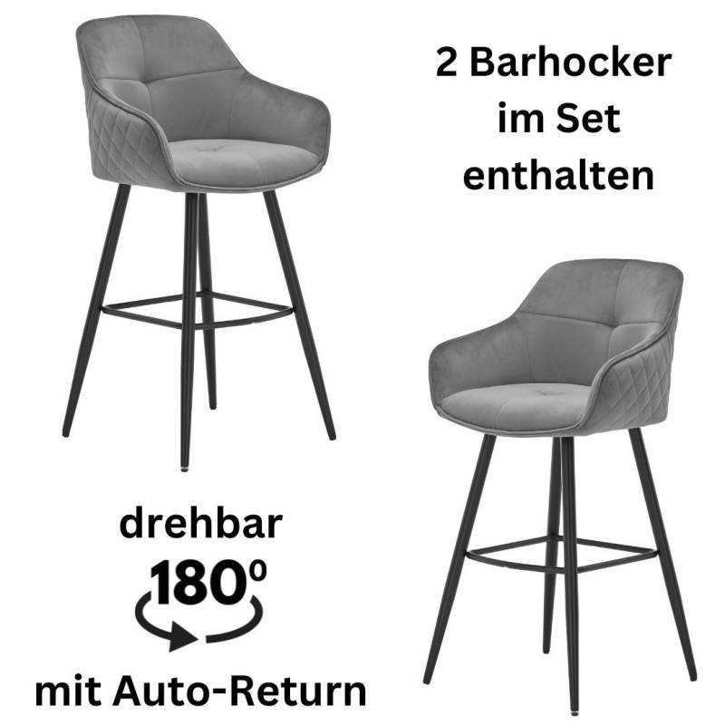 Stolkom Barhocker »Emma«, (Set, 2 St.), Komfortsitzhöhe 73 cm, 180°drehbar Auto Return funktion von Stolkom