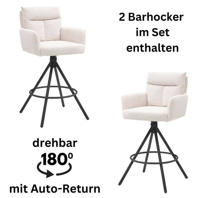 Stolkom Barhocker »Sofia«, (Set, 2 St.), Komfortsitzhöhe 70 cm, 180°drehbar Auto Return funktion von Stolkom