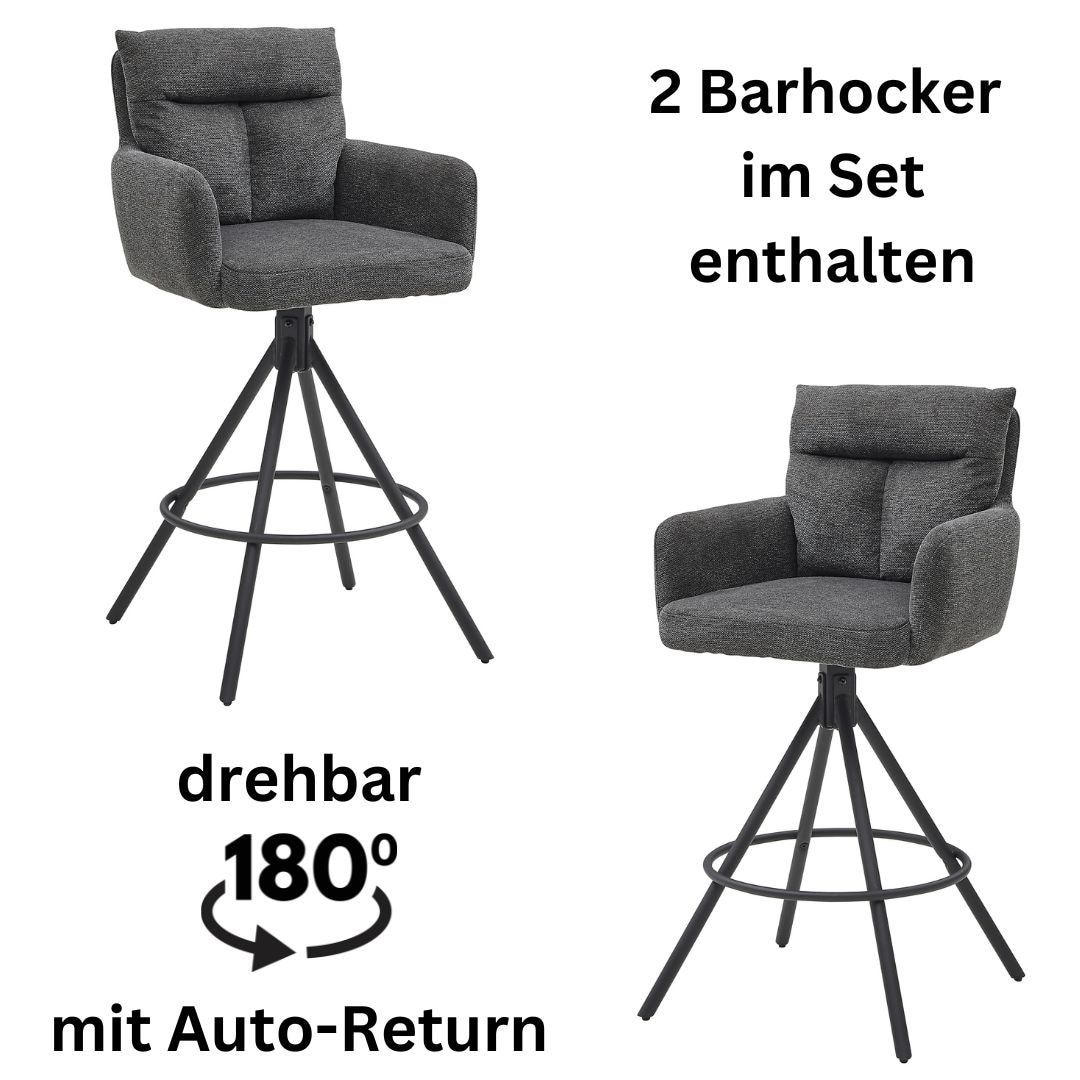 Stolkom Barhocker »Sofia«, (Set, 2 St.), Komfortsitzhöhe 70 cm, 180°drehbar Auto Return funktion von Stolkom