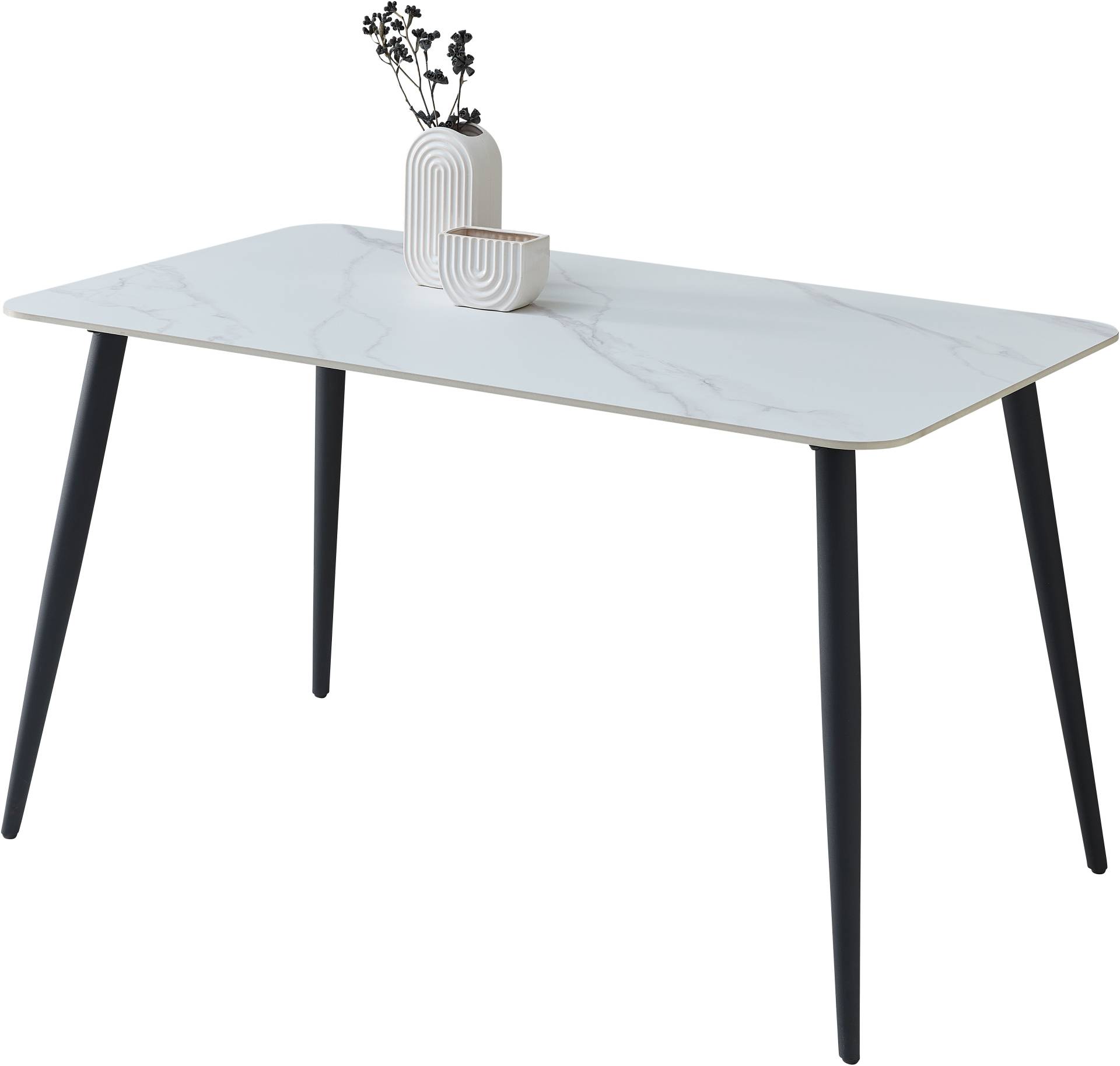 Stolkom Esstisch »Cody Esszimmertisch Keramik, Weiss marmoriert, BxHxT 140x76x80 cm«, Keramikoberfläche weiss marmoriert, 4-Fuss Gestell Schwarz matt Stolkom Esstisch »Cody Esszimmertisch Keramik, Weiss marmoriert, BxHxT 140x76x80 cm«, Keramikoberfläche weiss marmoriert, 4-Fuss Gestell Schwarz matt von Stolkom