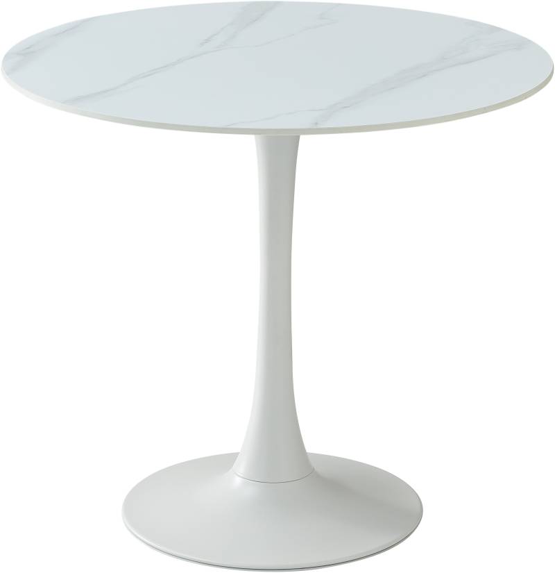 Stolkom Esstisch »Josh Esszimmertisch rund Keramik, marmoriert, BxH 90x75 cm«, Keramikoberfläche marmoriert, Wahlweise in weiss, grau oder schwarz von Stolkom