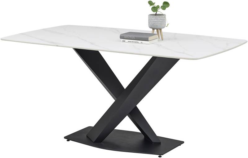 Stolkom Esstisch »Ventura Esszimmertisch Keramik, Esstisch Keramik BxHxT 180x75x90 cm«, Keramikoberfläche abgerundete Ecken, Metallgestell schwarz matt von Stolkom