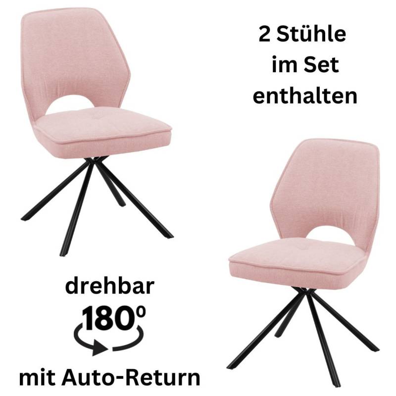 Stolkom Polsterstuhl »Nele«, (Set), 2 St., Stoffbezug, 180 grad drehbar mit Auto-Return von Stolkom
