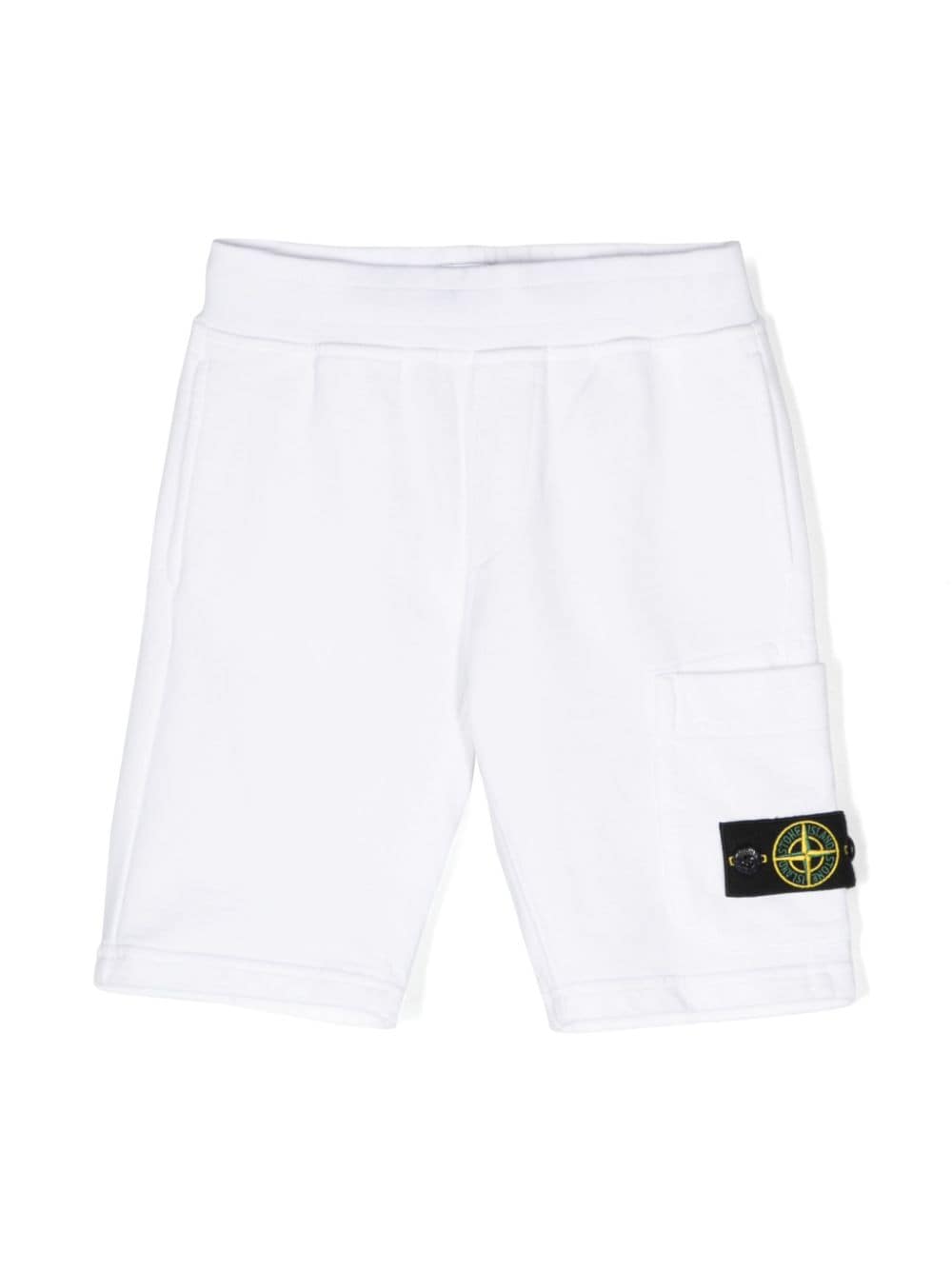 Stone Island Junior Compass-appliqué cotton shorts - White von Stone Island Junior