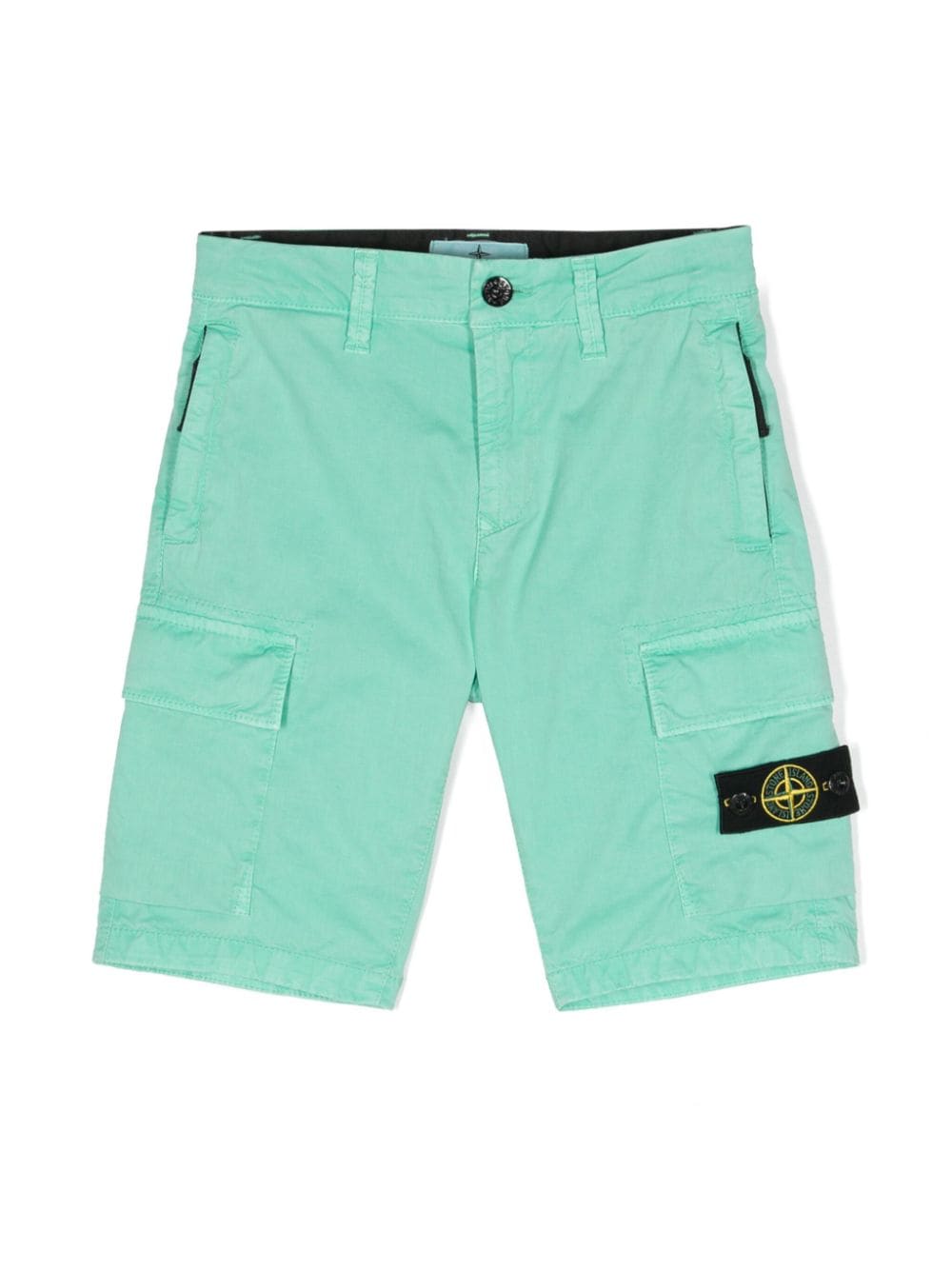 Stone Island Junior Compass-badge gabardine shorts - Green von Stone Island Junior