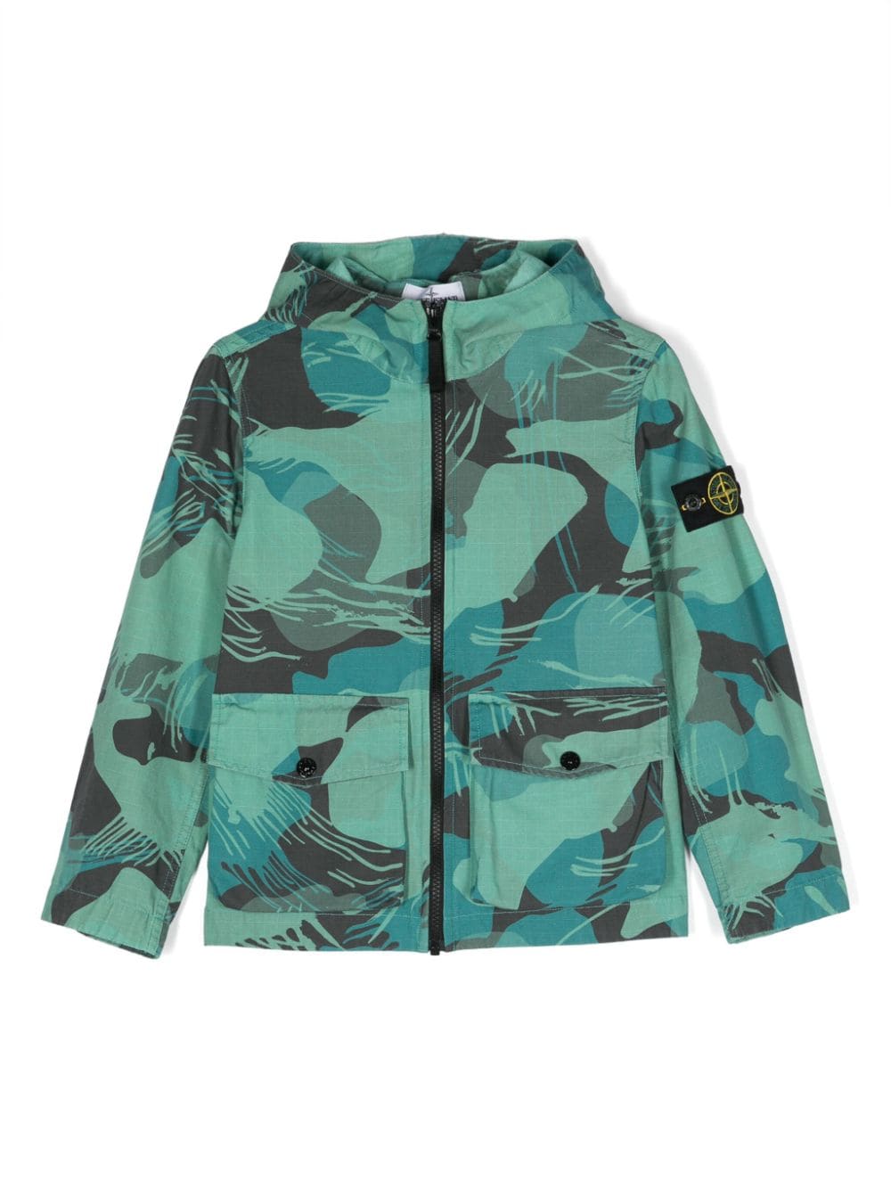 Stone Island Junior Compass camouflage hooded jacket - Green von Stone Island Junior