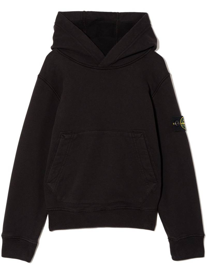 Stone Island Junior Compass-logo cotton hoodie - Black von Stone Island Junior